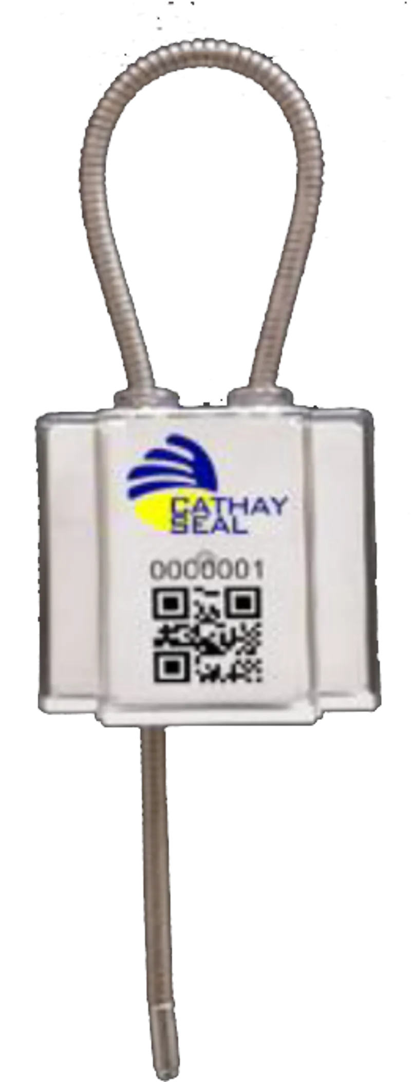Cathay Seal RFID cable seal with an embedded chip and a scannable QR code