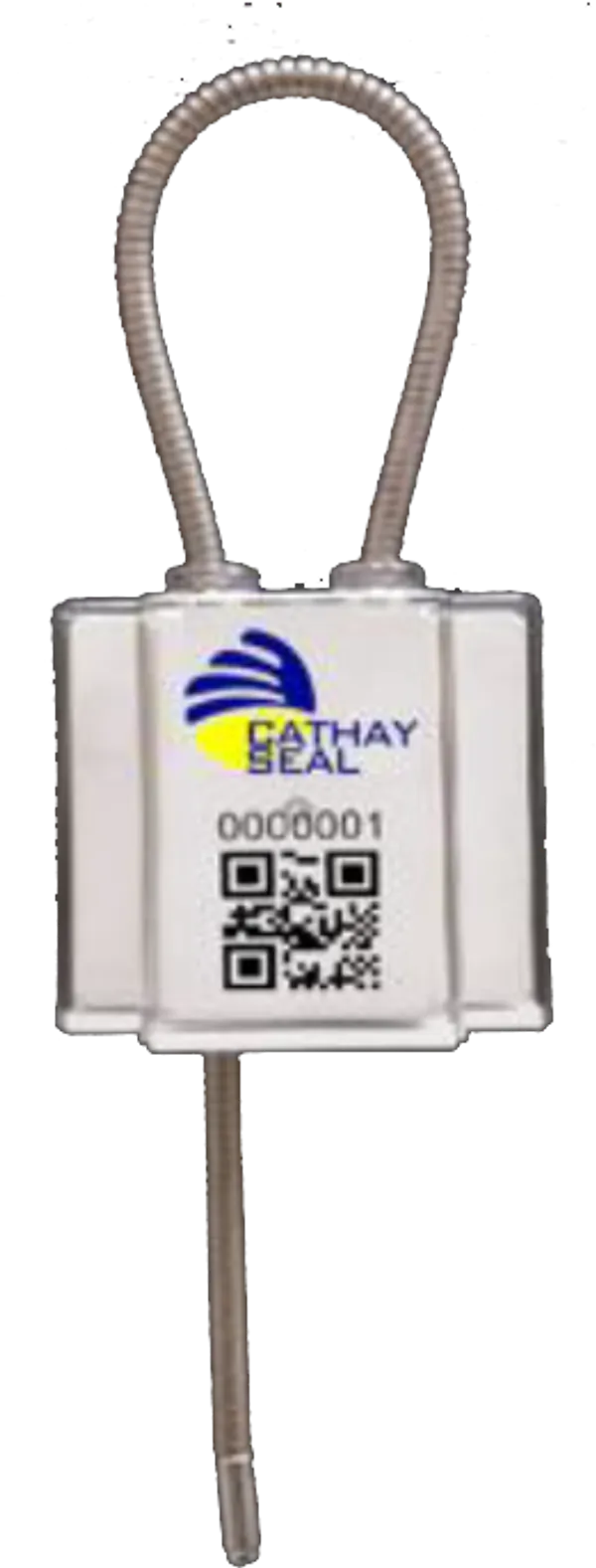 Cathay Seal RFID cable seal with an embedded chip and a scannable QR code